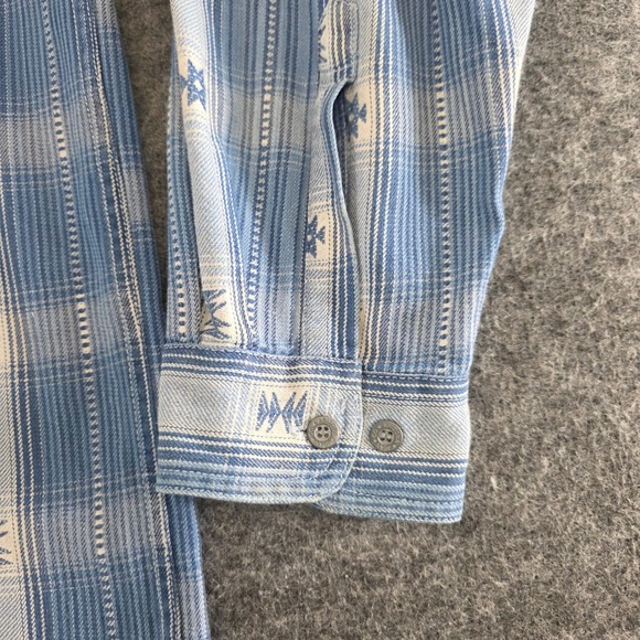 VTG Arizona Jean Co Men XL Blue Southwestern Aztec Plaid Long Sleeve Button Down - Picture 5 of 12